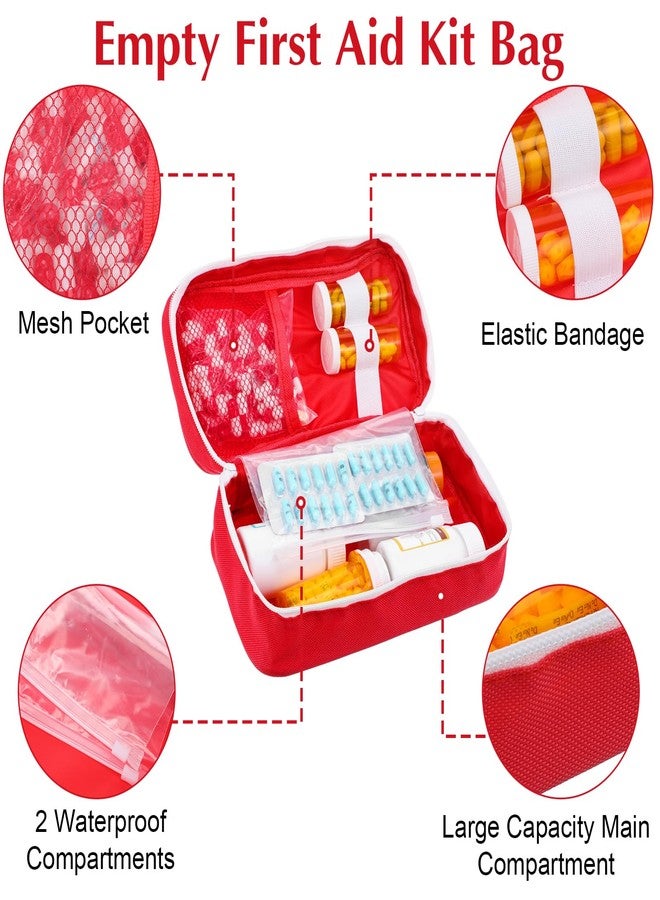 AojSup 8 Pack Empty First Aid Bag, Emergency Bag Empty, First Aid Case, Portable Medical Storage Pouch for Camping Hiking Travel Home Office (Red) - Image 3